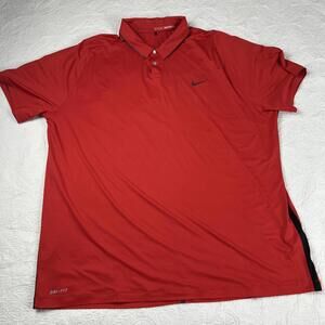 NIKE TIGER WOODS Size 2XLARGE Sunday Red Snap Front Mens Golf Polo Shirt
